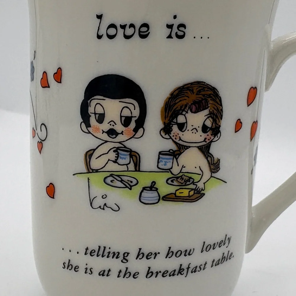 Vintage Love Is... 1972 Whimsical Ceramic Cartoon Mugs - (Set of 2)